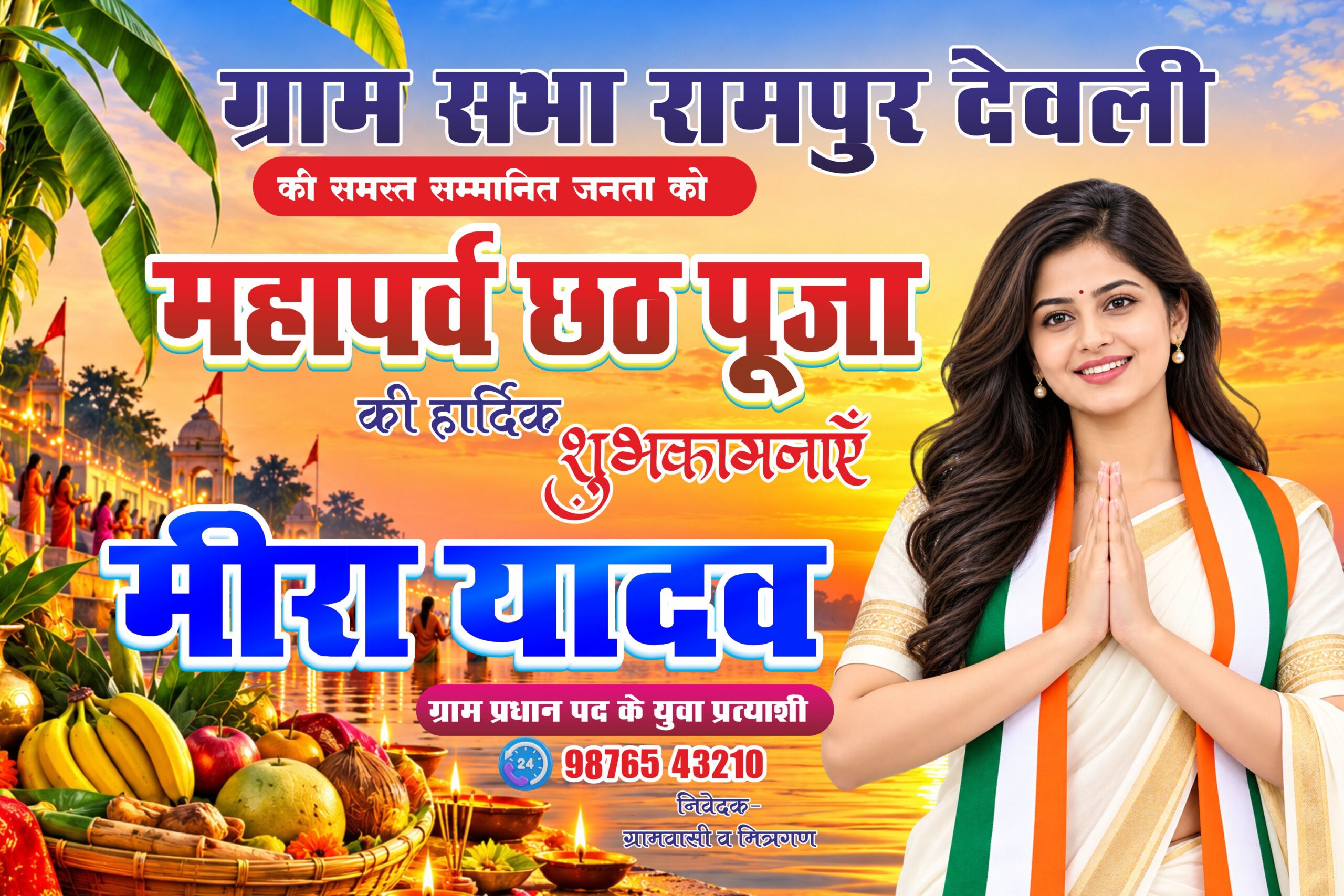 Chhath Puja Greeting Poster CDR File โ Editable CorelDRAW Design